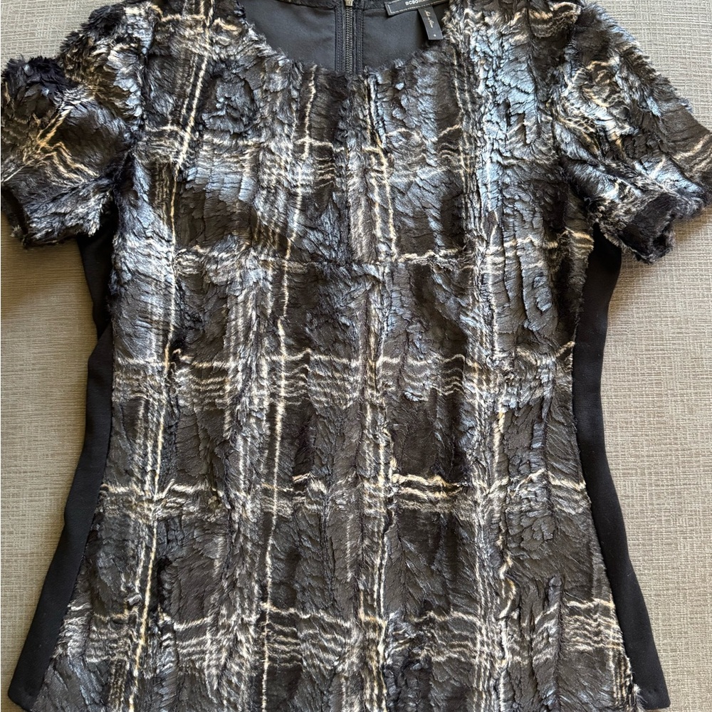 BCBGMaxAzria Black and Gray Textured Blouse